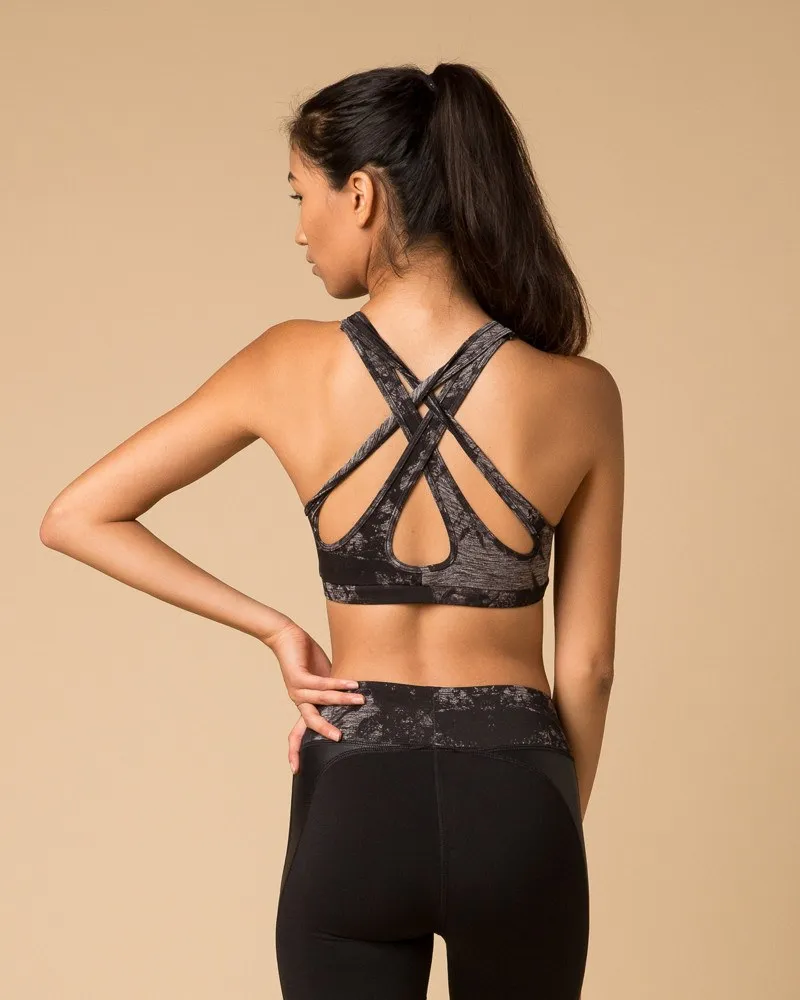 Tempo Criss-Cross Back Sports Bra | NUX | Smokey Heather
