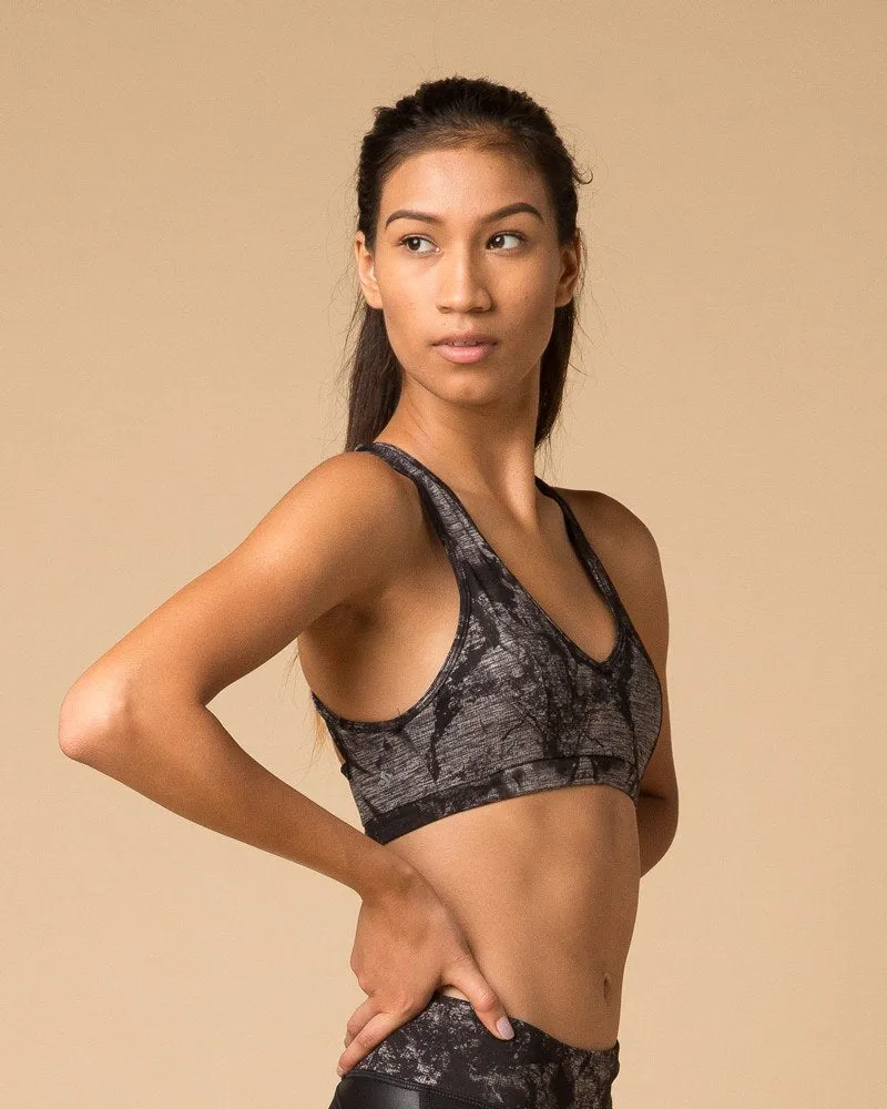 Tempo Criss-Cross Back Sports Bra | NUX | Smokey Heather
