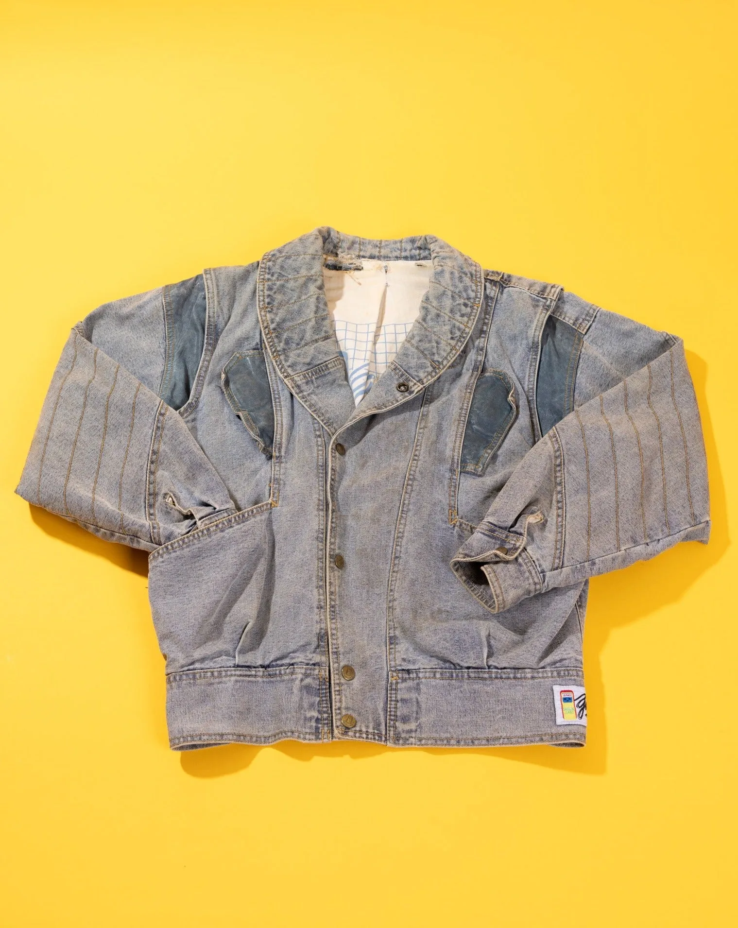 Vintage 80s Gasoline Jeans Denim Zip Sleeve Jacket