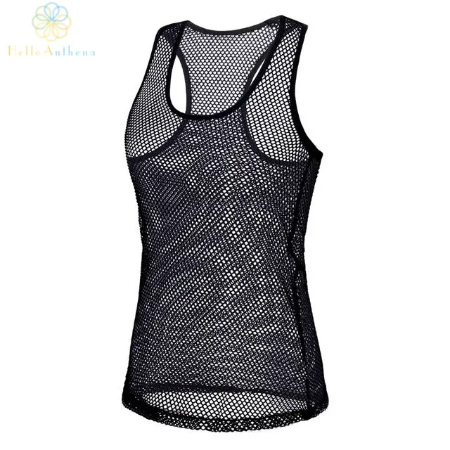 Women Black Match Mesh Sport Tank Top Running Fitness Yoga Gym Vest Summer Sleeveless