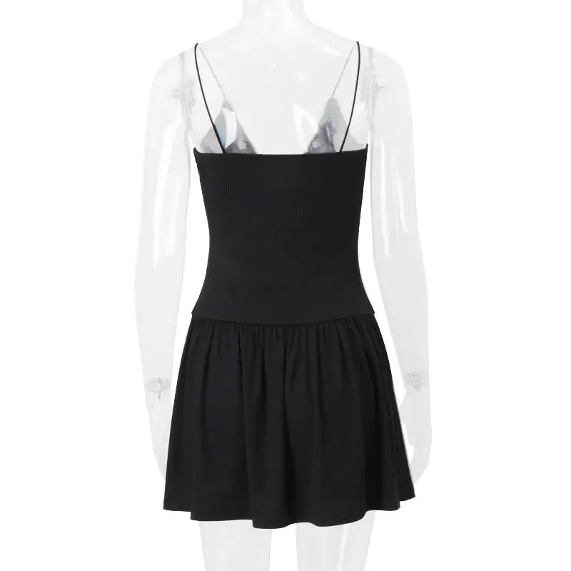Women Skater Cutout Mini Dress with Decorative Chain