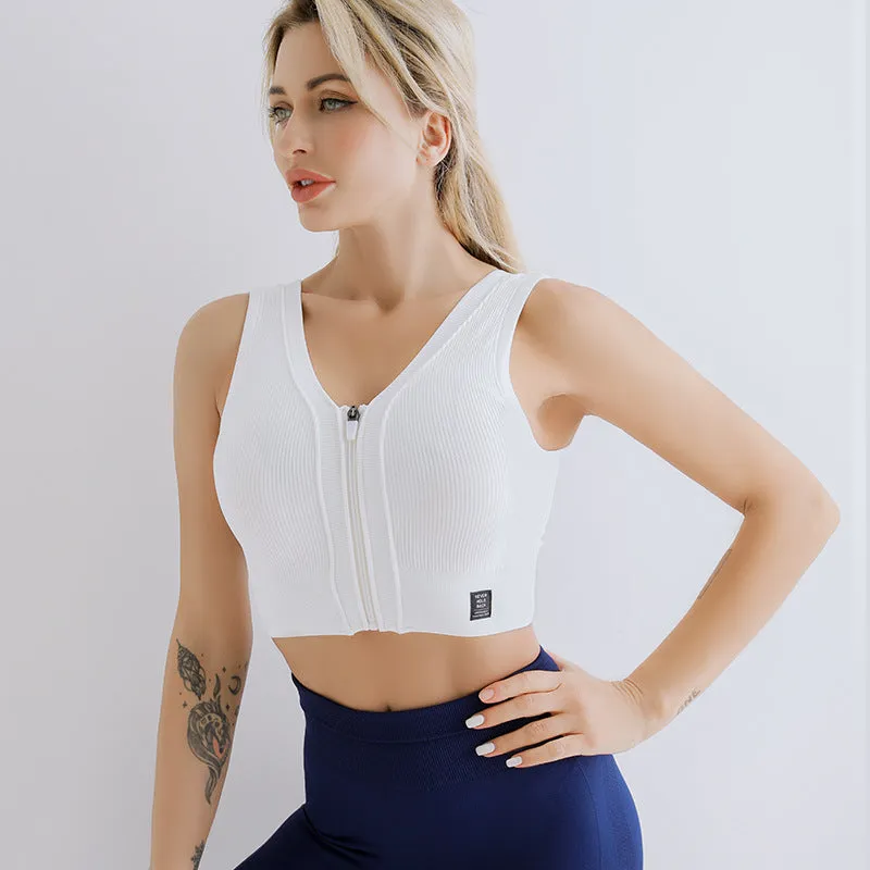 Women's Front Zipper Sports Bra