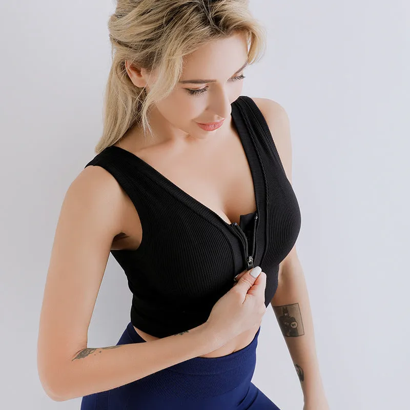 Women's Front Zipper Sports Bra