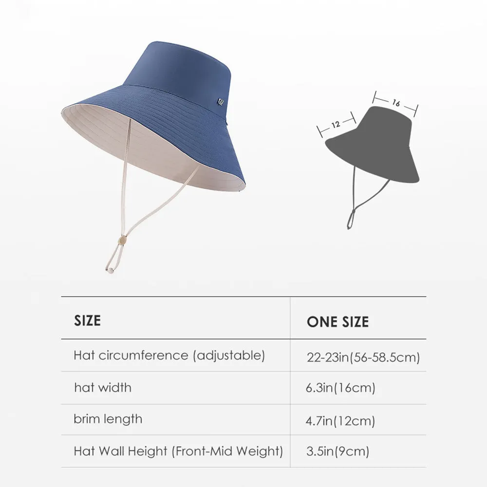 Women's Large Brim Bucket Hat Reversible Sun Cap UPF50  Waterproof